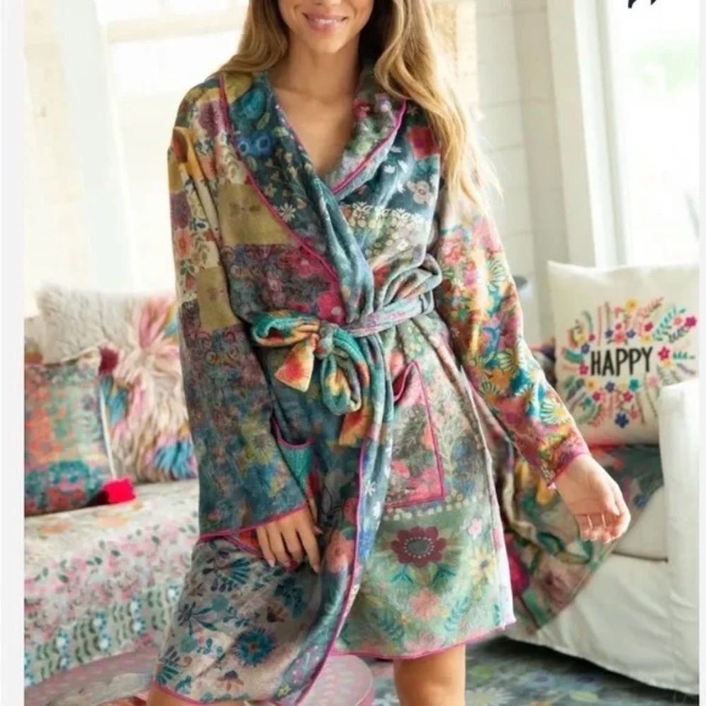 NATURAL LIFE PATCHWORK LOVE BLANKET ROBE | BOHEMIAN GYPSY | COTTAGECORE | L - Picture 2 of 14